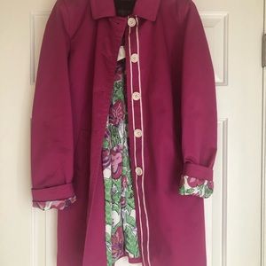 NWT Coach Pink Sateen Walking Coat Small Beautiful Floral Lining $298!